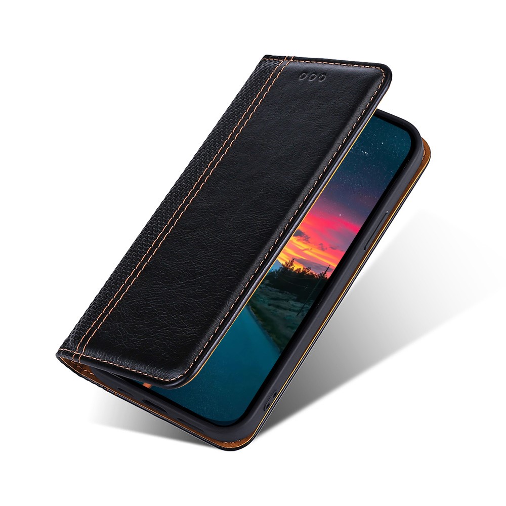 Card Holder Plaid Pattern PU Leather Folio Stand Cover Hidden Magnetic Adsorption Protective Case for Sony Xperia Pro-I - Black-4