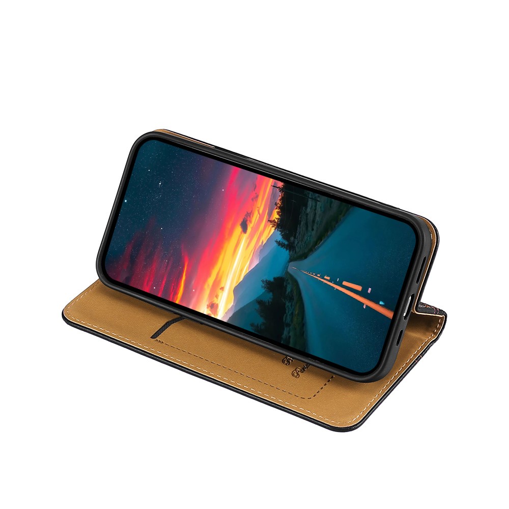 Card Holder Plaid Pattern PU Leather Folio Stand Cover Hidden Magnetic Adsorption Protective Case for Sony Xperia Pro-I - Black-7
