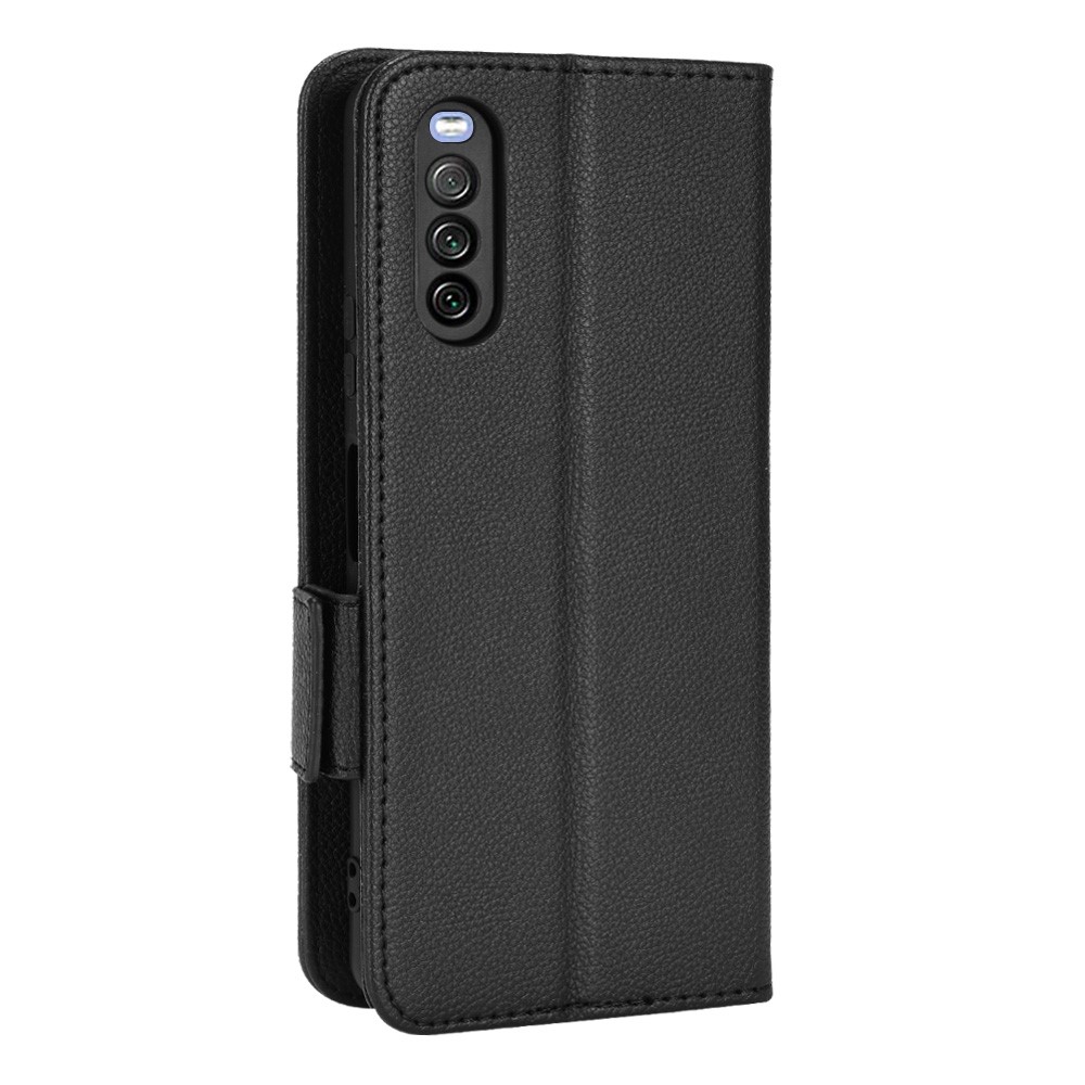 For Sony Xperia 10 III 5G/Xperia 10 III Lite Full Body Protection Litchi Texture PU Leather Cover Stand Smart Phone Case with Wallet - Black-3
