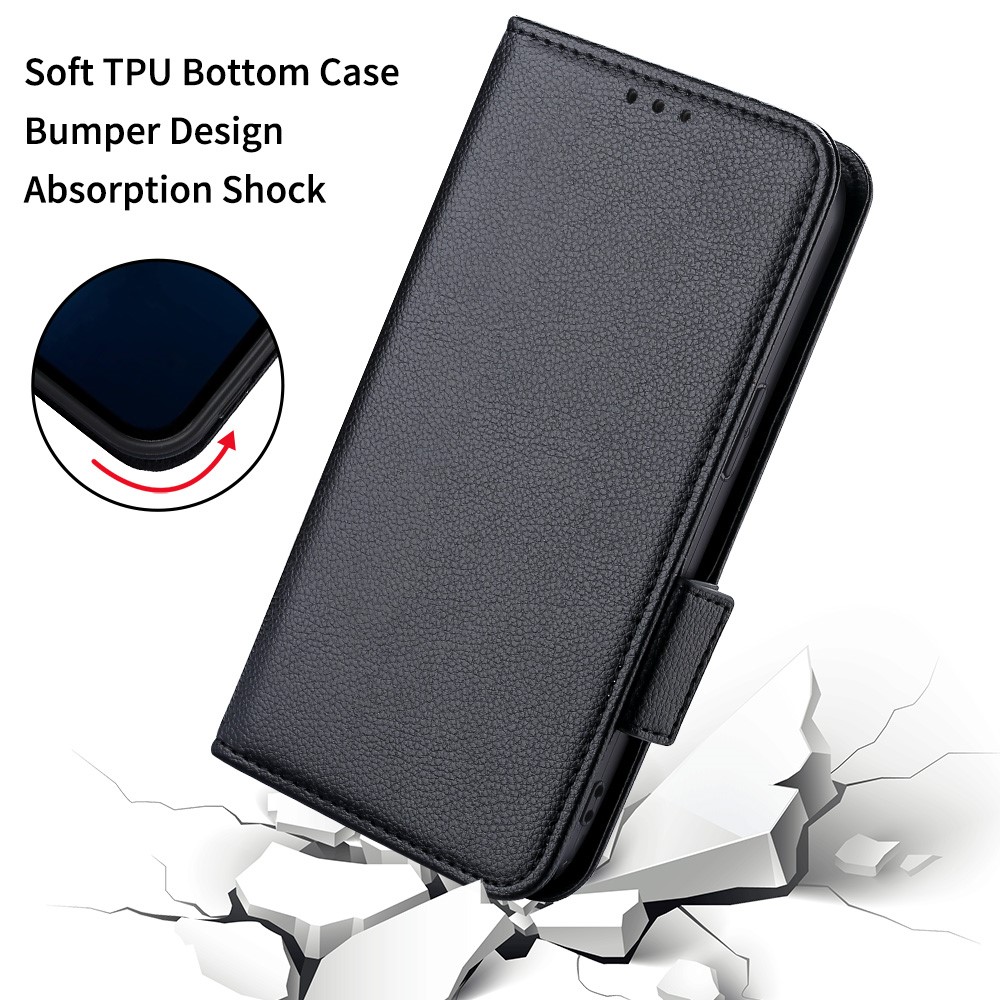 For Sony Xperia 10 III 5G/Xperia 10 III Lite Full Body Protection Litchi Texture PU Leather Cover Stand Smart Phone Case with Wallet - Black-7