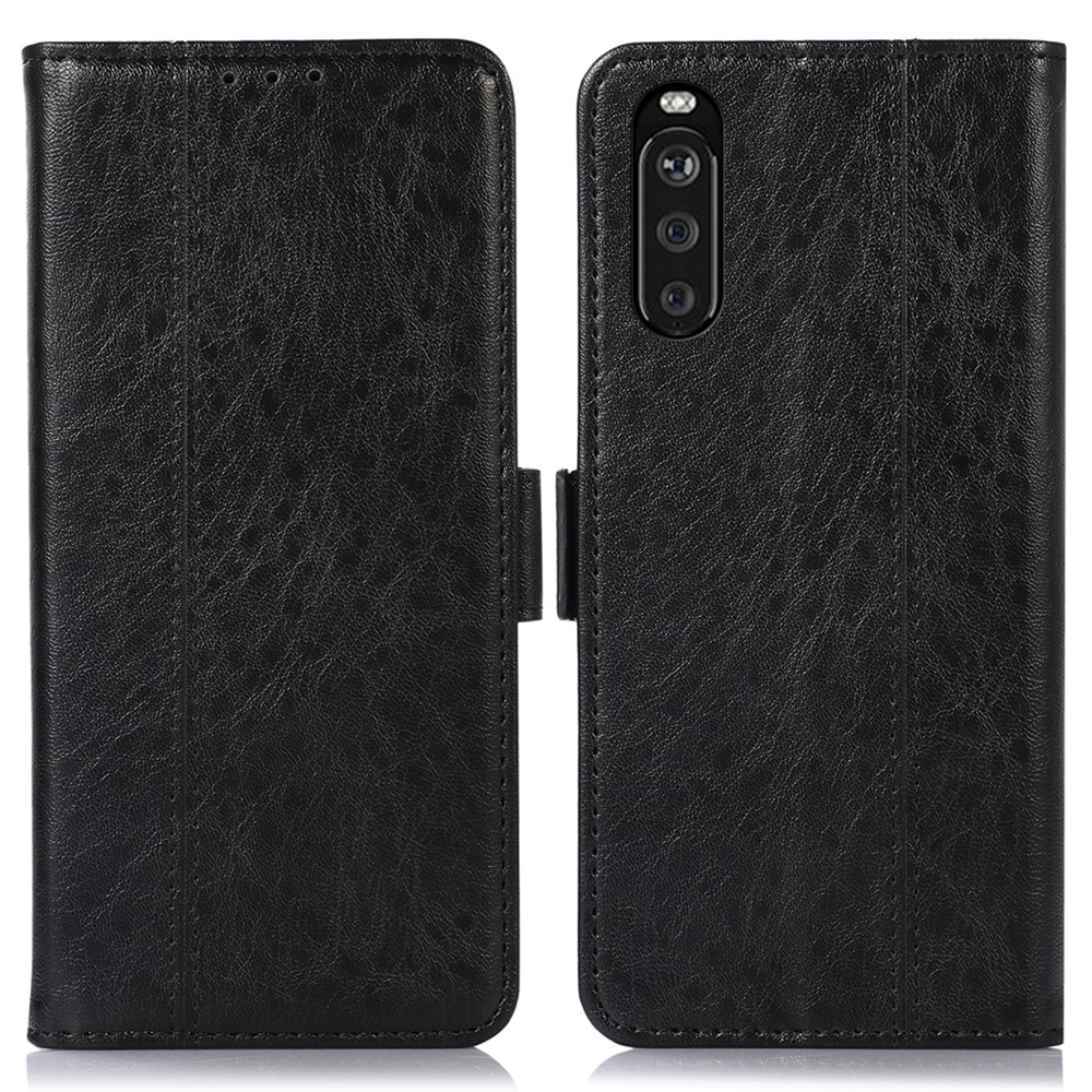 For Sony Xperia 10 III 5G/Xperia 10 III Lite Dual-layer Protection PU Leather + TPU Side Magnetic Clasps Crazy Horse Texture Stand Phone Case Cover with Wallet - Black-1
