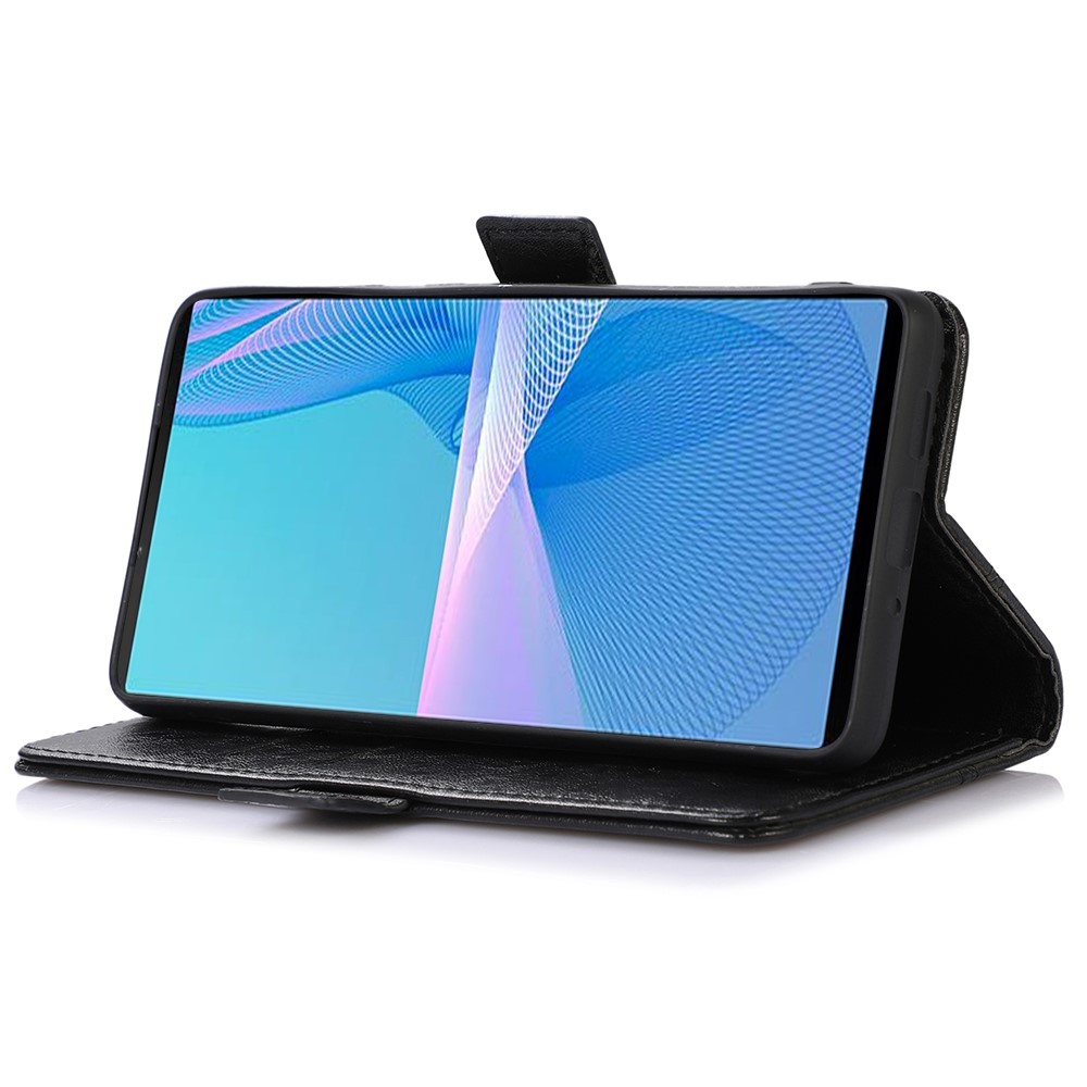 For Sony Xperia 10 III 5G/Xperia 10 III Lite Dual-layer Protection PU Leather + TPU Side Magnetic Clasps Crazy Horse Texture Stand Phone Case Cover with Wallet - Black-4