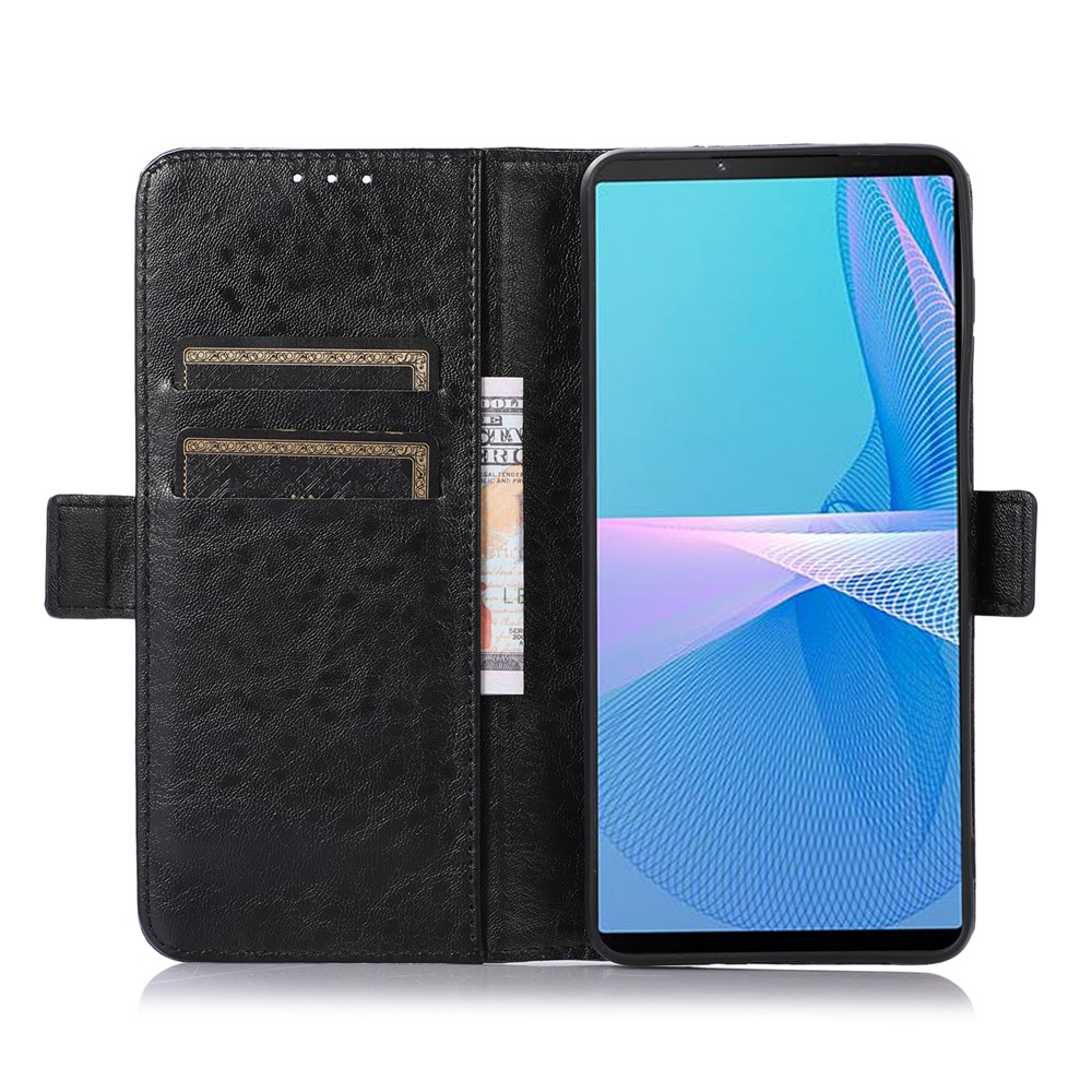 For Sony Xperia 10 III 5G/Xperia 10 III Lite Dual-layer Protection PU Leather + TPU Side Magnetic Clasps Crazy Horse Texture Stand Phone Case Cover with Wallet - Black-5