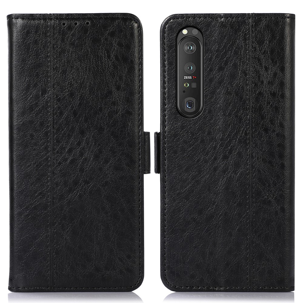 For Sony Xperia 1 III 5G Crazy Horse Texture Anti-scratch PU Leather Case Wallet Stand Phone Shell - Black-1
