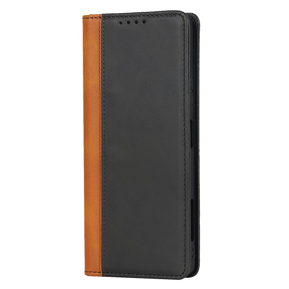 For Sony Xperia Pro-I Bi-color Splicing Magnetic Auto-absorbed PU Leather Phone Case with Wallet Stand - Black/Yellow-2