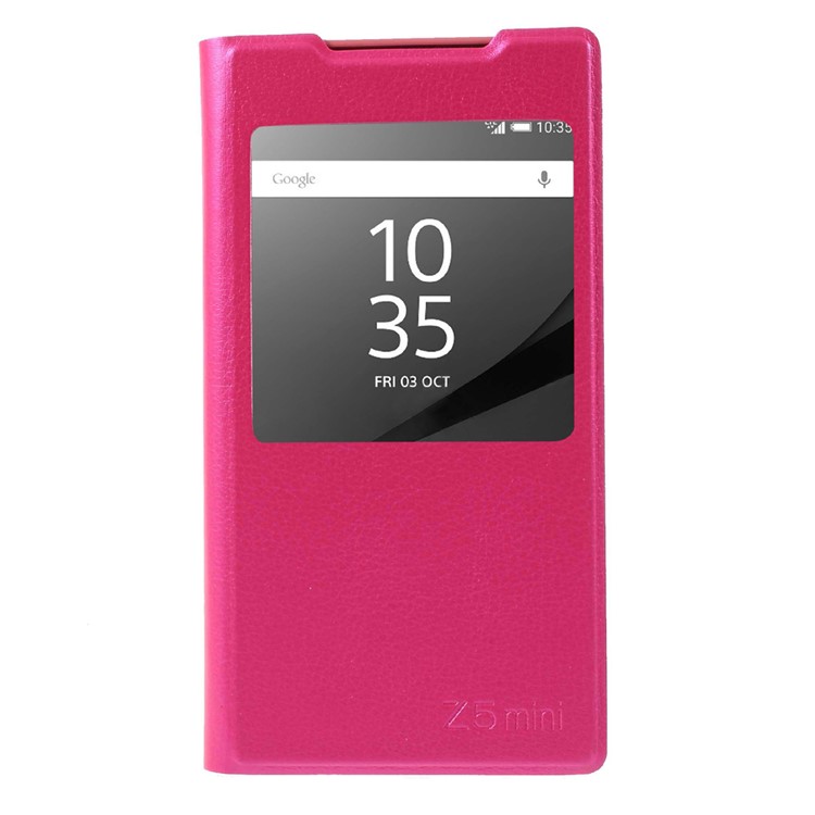 Window View Leather Phone Case for Sony Xperia Z5 Compact - Rose-3