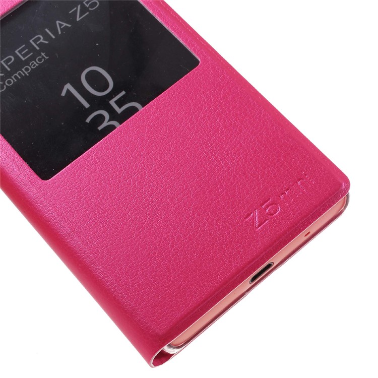 Window View Leather Phone Case for Sony Xperia Z5 Compact - Rose-6