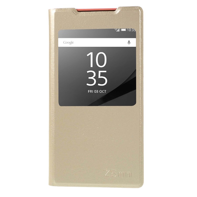 Window View Leather Shell Case for Sony Xperia Z5 Compact - Champagne-3