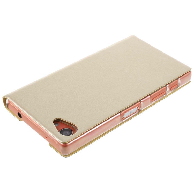 Window View Leather Shell Case for Sony Xperia Z5 Compact - Champagne-4