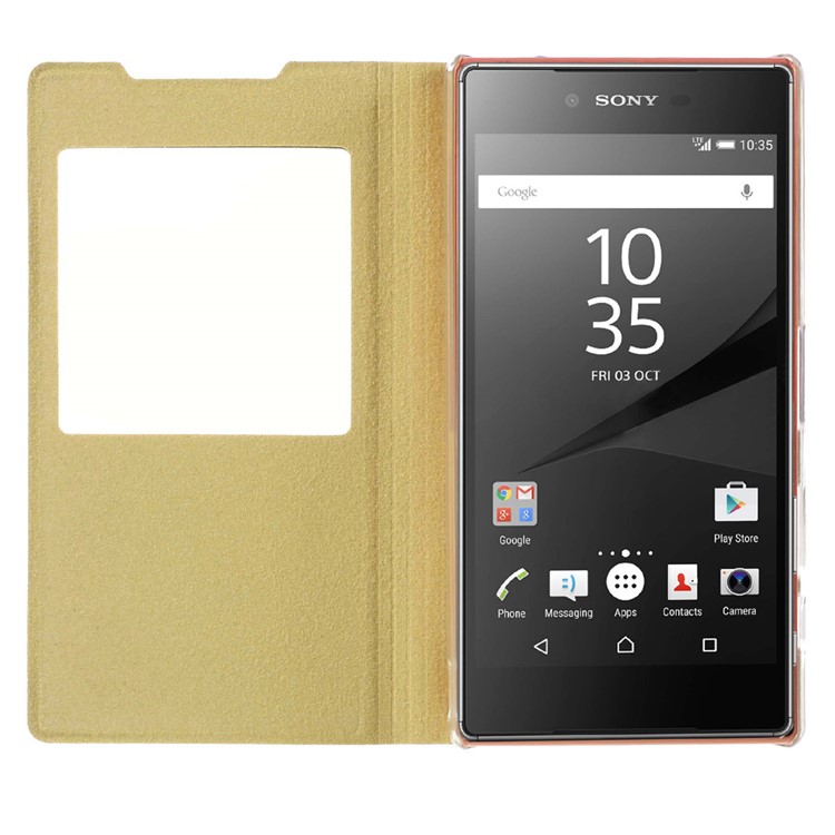 Window View Leather Shell Case for Sony Xperia Z5 Compact - Champagne-5