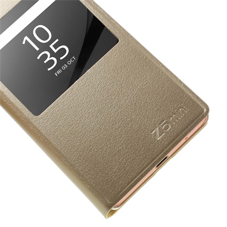 Window View Leather Shell Case for Sony Xperia Z5 Compact - Champagne-6