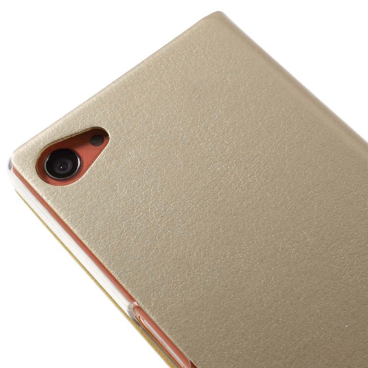 Window View Leather Shell Case for Sony Xperia Z5 Compact - Champagne-7