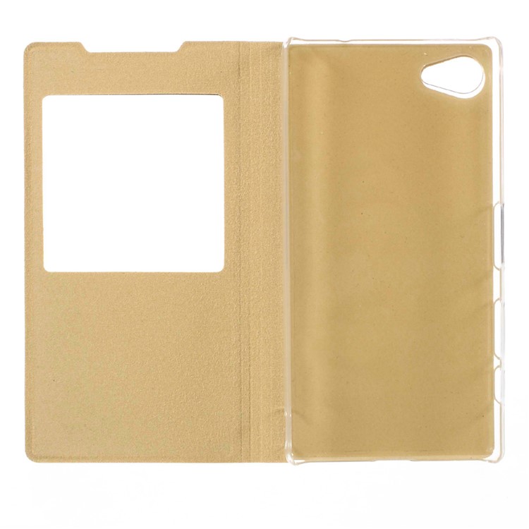 Window View Leather Shell Case for Sony Xperia Z5 Compact - Champagne-8