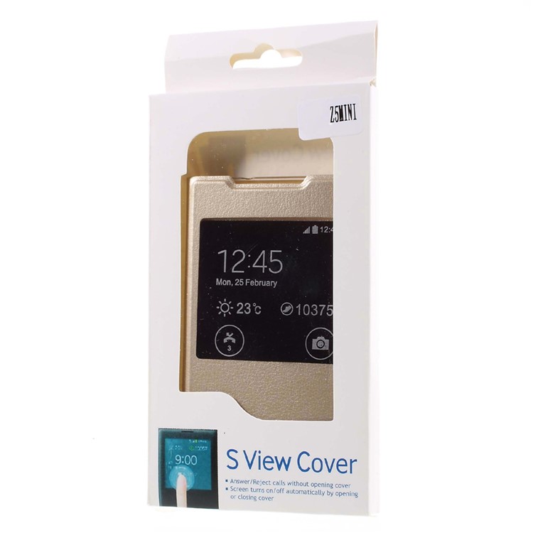 Window View Leather Shell Case for Sony Xperia Z5 Compact - Champagne-9