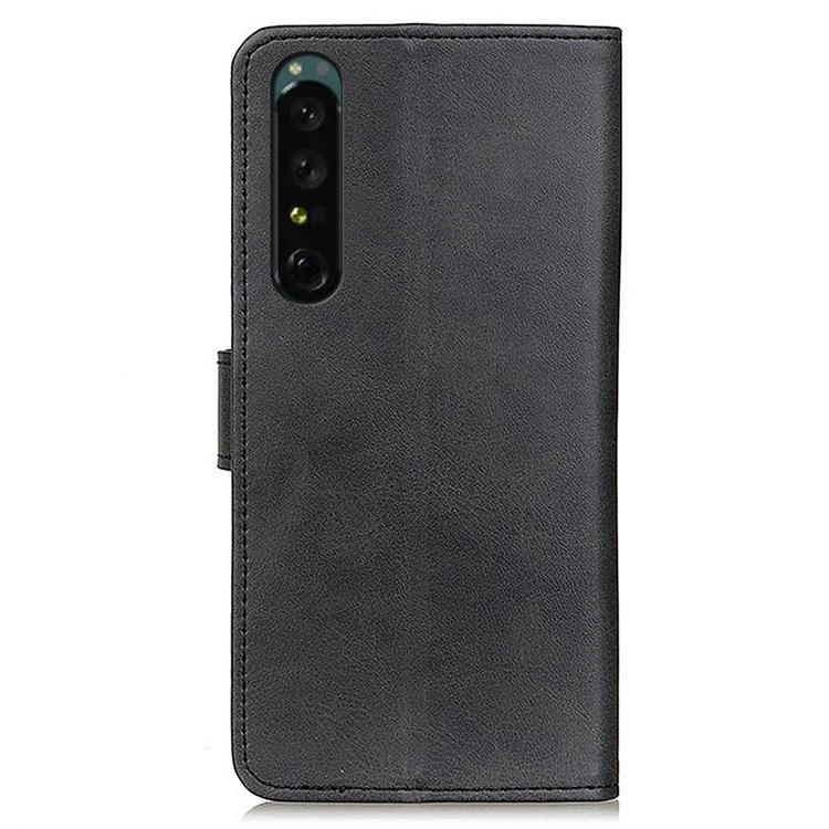 For Sony Xperia 1 IV Textured PU Leather Phone Cover Folio Flip Wallet Leather Stand Phone Shell - Black-7