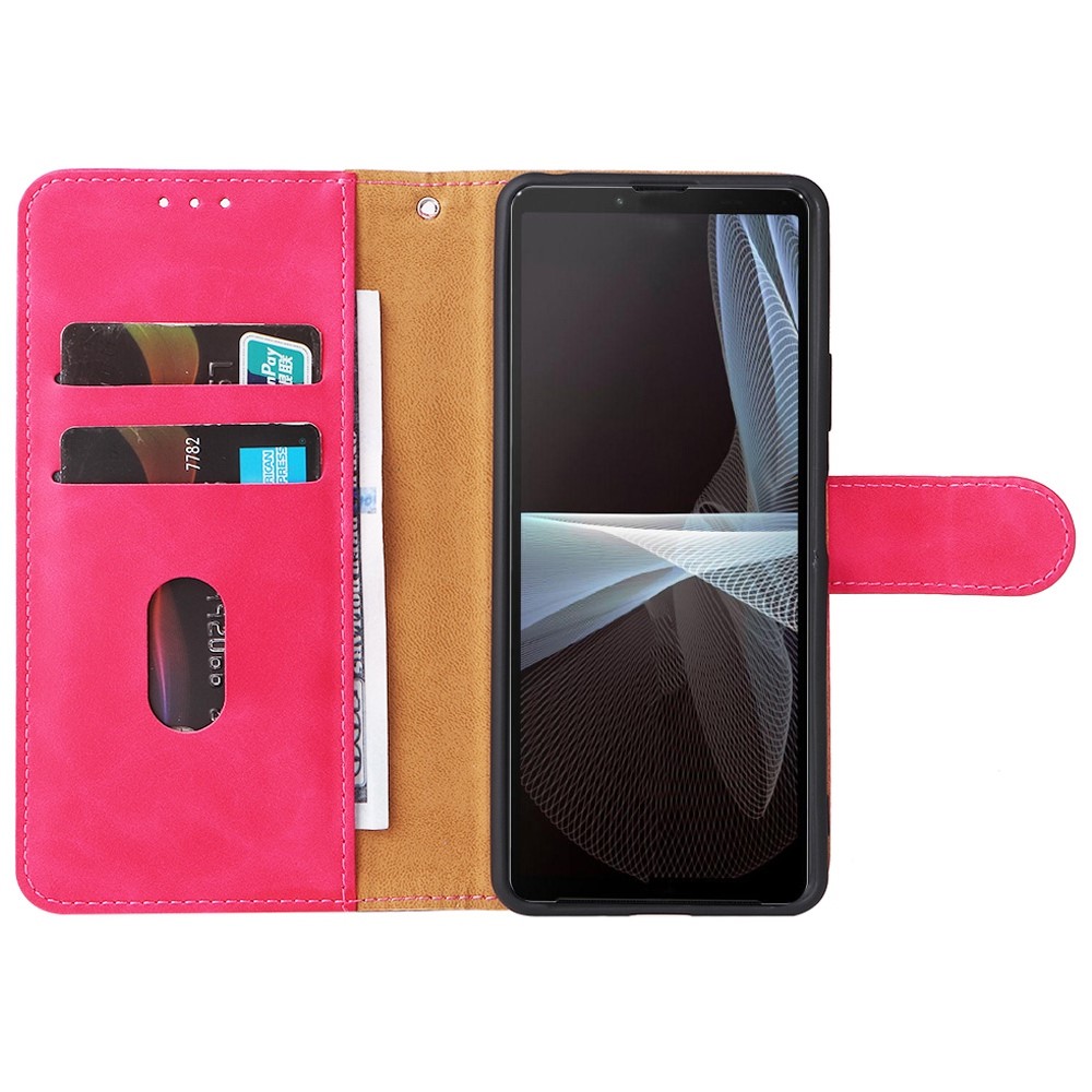 Cell Phone Case for Sony Xperia 10 IV, Skin-touch Feeling Anti-scratch PU Leather + TPU Phone Cover Stand Wallet - Rose-3