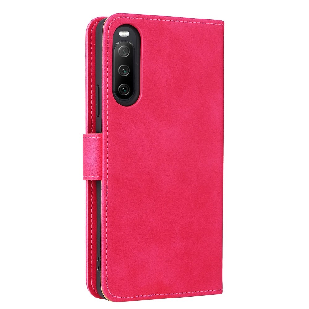 Cell Phone Case for Sony Xperia 10 IV, Skin-touch Feeling Anti-scratch PU Leather + TPU Phone Cover Stand Wallet - Rose-7