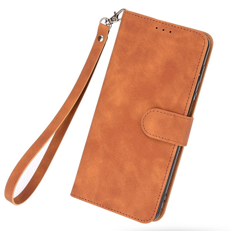 Capa De Telefone Celular Para Sony Xperia 10 IV, Skin Touch Sentindo A Carteira De Couro De Capa De Telefone PU Anti-arranhão + TPU - Castanho-4