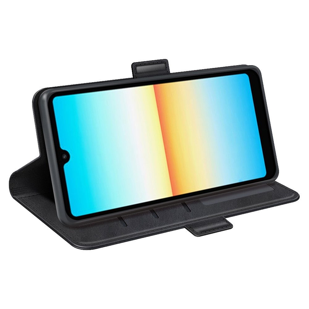 For Sony Xperia Ace III Textured Leather Book Case Stand Magnetic Closure Flip Wallet Phone Cover - Black-3
