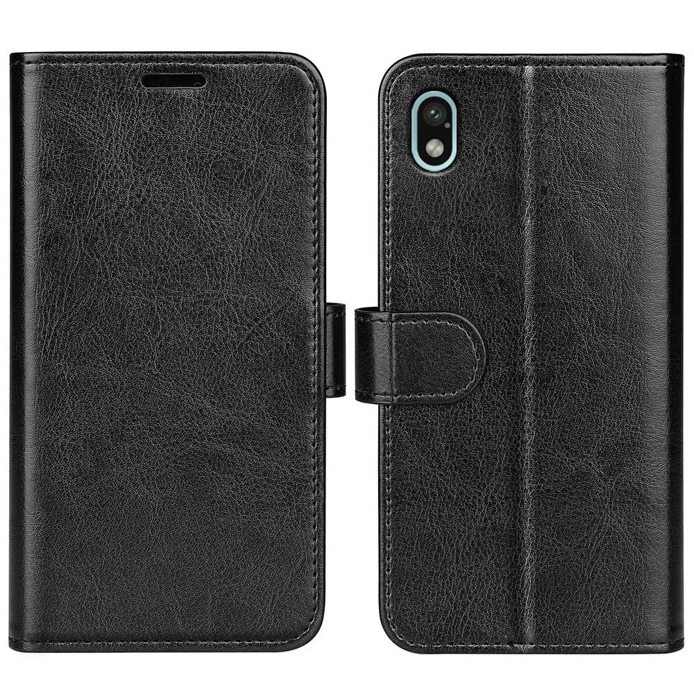 For Sony Xperia Ace III Wallet Flip Crazy Horse Texture Leather Phone Case Stand Magnetic Closure Shockproof Folio Cover - Black-1