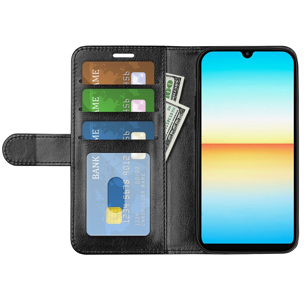 For Sony Xperia Ace III Wallet Flip Crazy Horse Texture Leather Phone Case Stand Magnetic Closure Shockproof Folio Cover - Black-2