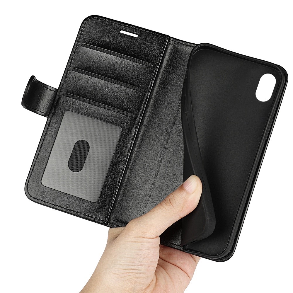 For Sony Xperia Ace III Wallet Flip Crazy Horse Texture Leather Phone Case Stand Magnetic Closure Shockproof Folio Cover - Black-5