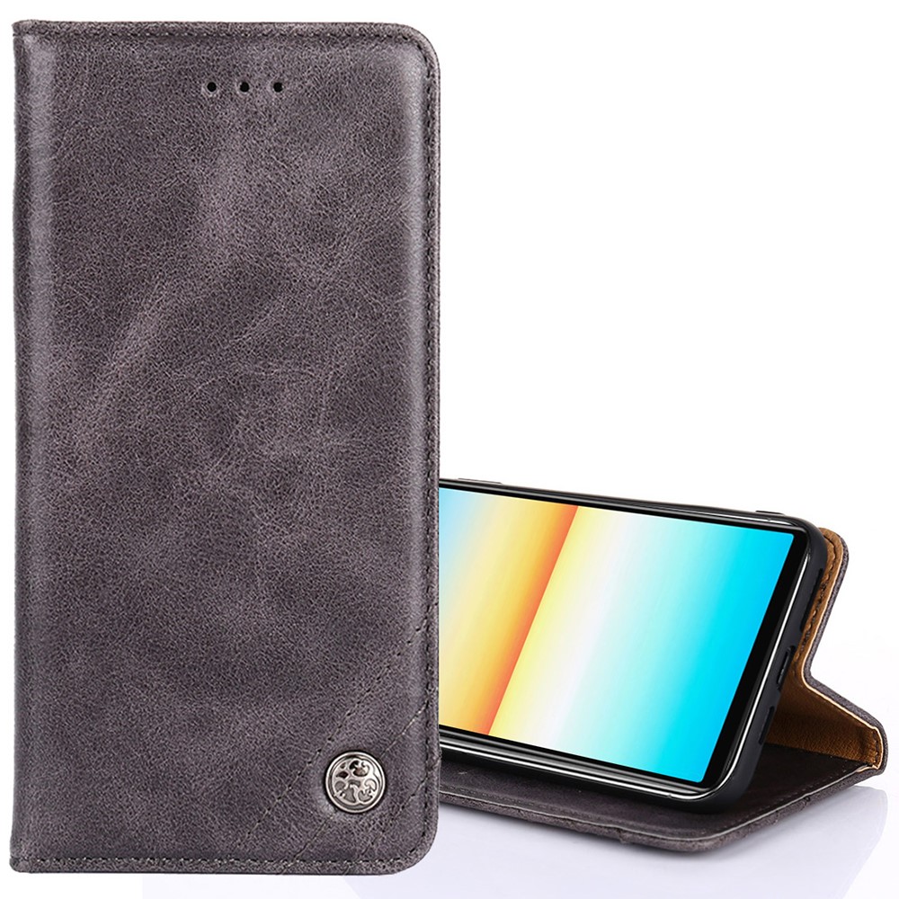 For Sony Xperia 10 IV Triangle Stitching Line Foldable Stand Phone Case PU Leather Wallet Cover - Grey-4