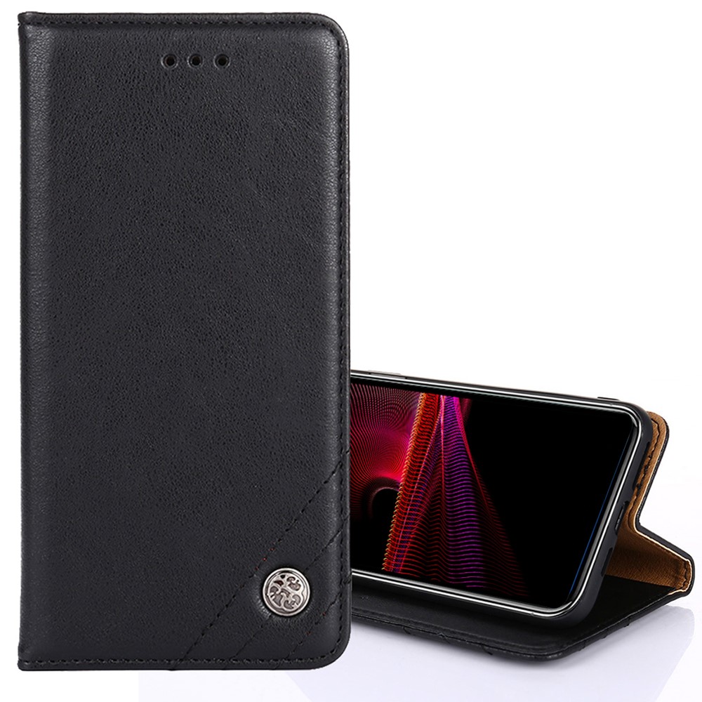 For Sony Xperia 1 IV Triangle Stitching Line Shockproof PU Leather Folio Flip Phone Case with Wallet Stand - Black-4