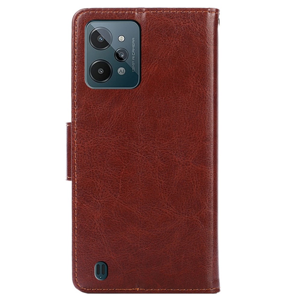 For Realme C31 Wallet Phone Case PU Leather Magnetic Clasp Stand Flip Cover - Brown-10
