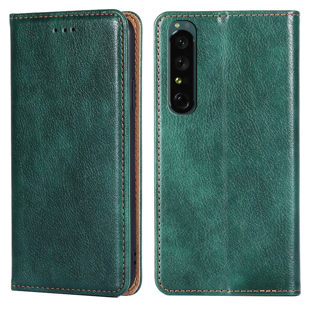 For Sony Xperia 1 IV PU Leather Wallet Phone Case Anti-scratch Stand Phone Cover Wallet Magnetic Auto Closure Protector - Green-1