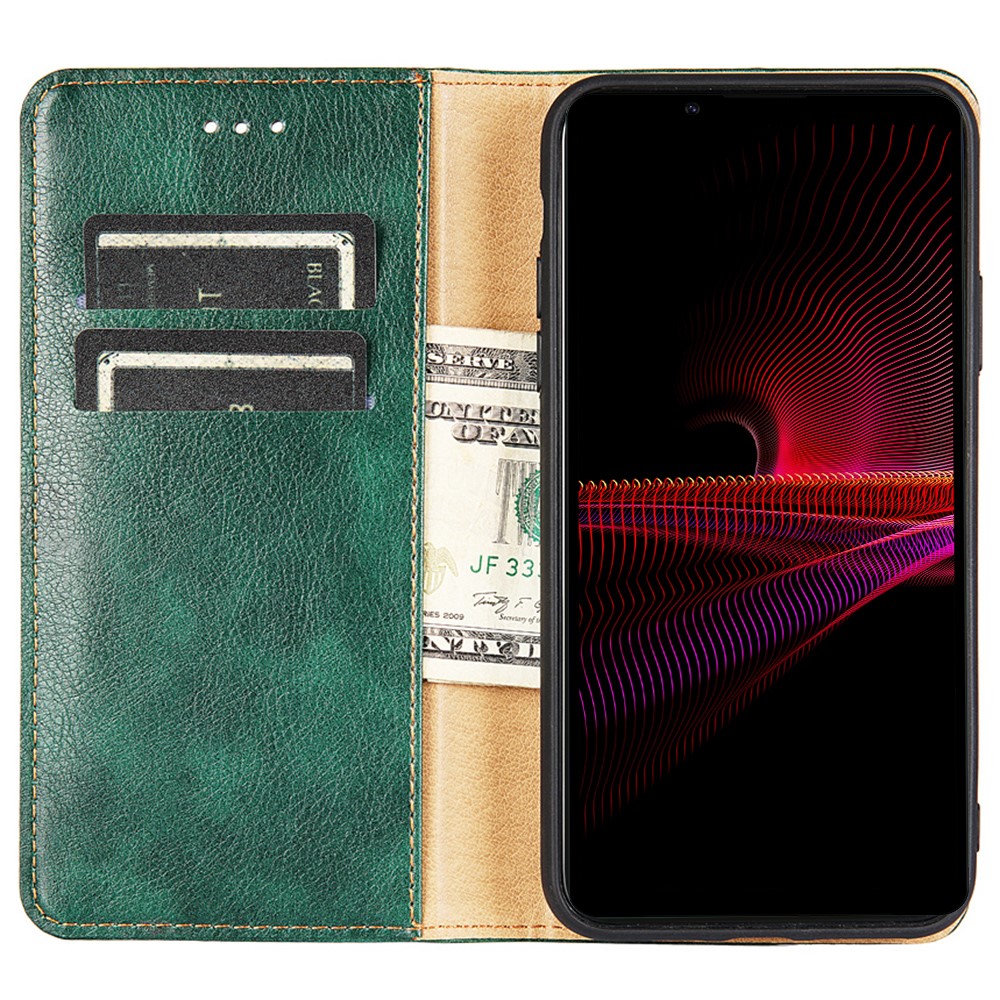 For Sony Xperia 1 IV PU Leather Wallet Phone Case Anti-scratch Stand Phone Cover Wallet Magnetic Auto Closure Protector - Green-3