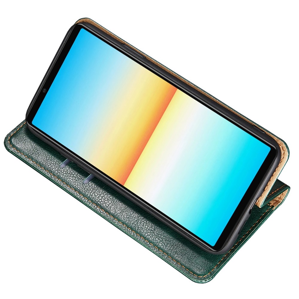 For Sony Xperia 10 IV Anti-scratch PU Leather + TPU Stand Phone Cover Wallet Magnetic Auto Closure Protector - Green-2