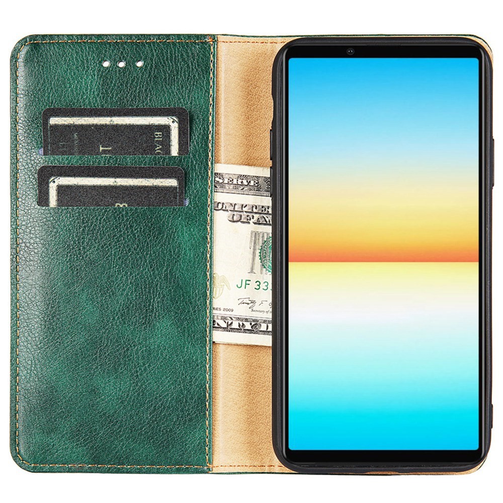 For Sony Xperia 10 IV Anti-scratch PU Leather + TPU Stand Phone Cover Wallet Magnetic Auto Closure Protector - Green-3