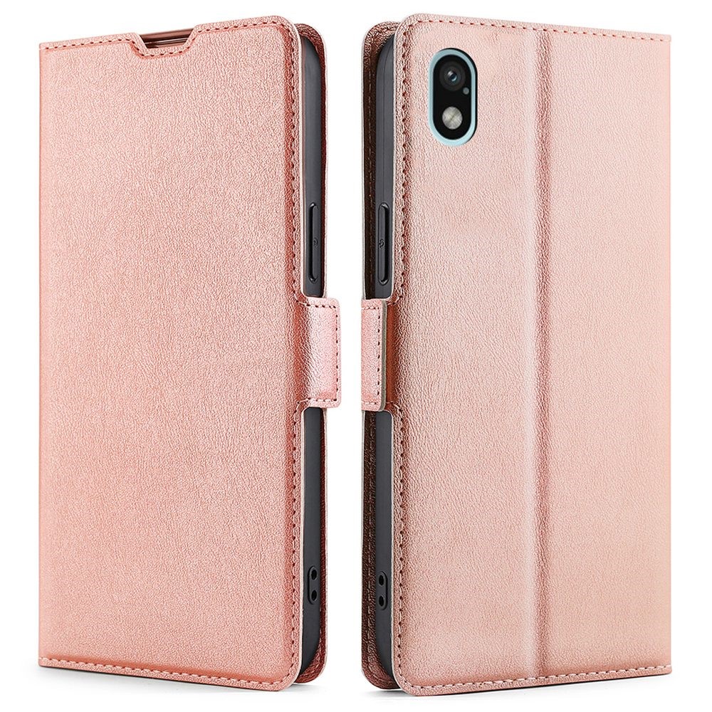 For Sony Xperia Ace III PU Leather Flip Folio Case Card Holder Stand Shockproof TPU Inner Shell Phone Cover - Rose Gold-1