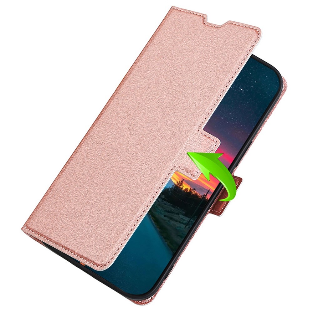 For Sony Xperia Ace III PU Leather Flip Folio Case Card Holder Stand Shockproof TPU Inner Shell Phone Cover - Rose Gold-3