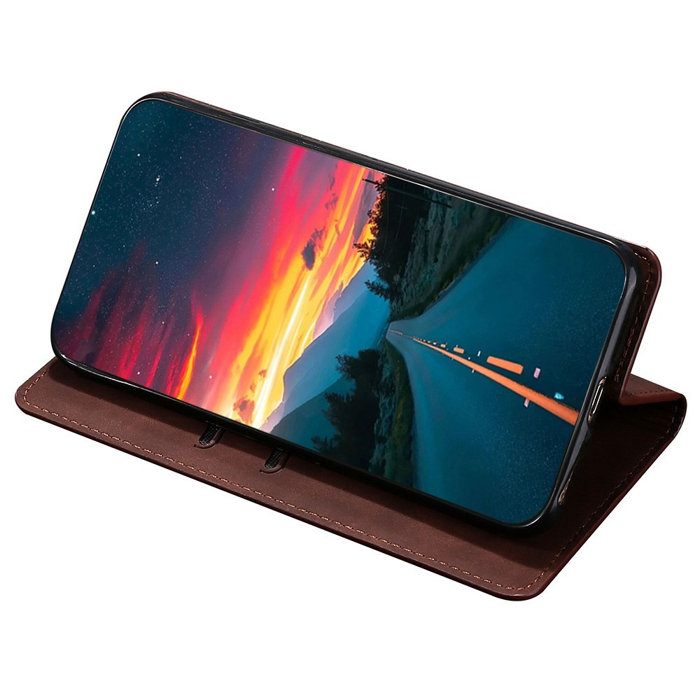 For Sony Xperia Ace III Card Slots Design Skin-touch Feeling PU Leather Case Magnetic Absorption Stand Shockproof Protective Cover - Dark Brown-2