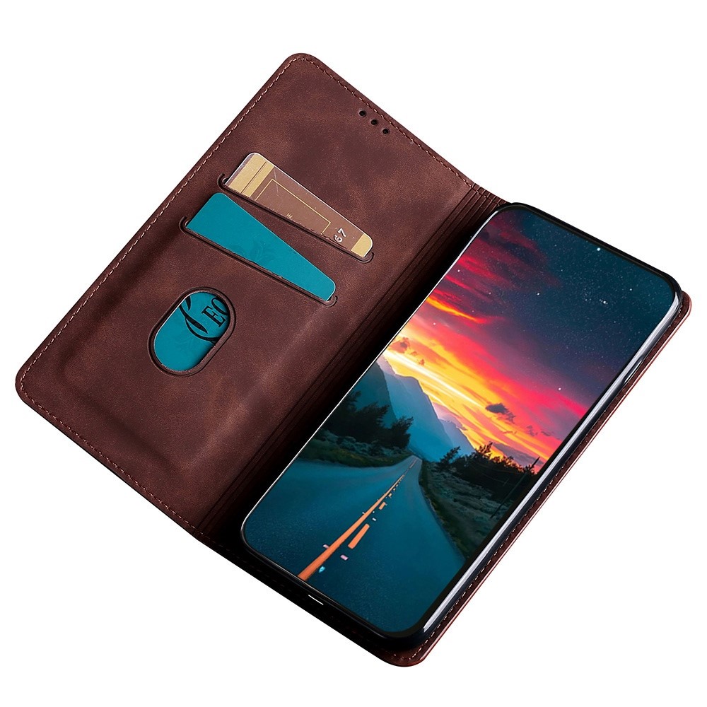 For Sony Xperia Ace III Card Slots Design Skin-touch Feeling PU Leather Case Magnetic Absorption Stand Shockproof Protective Cover - Dark Brown-3