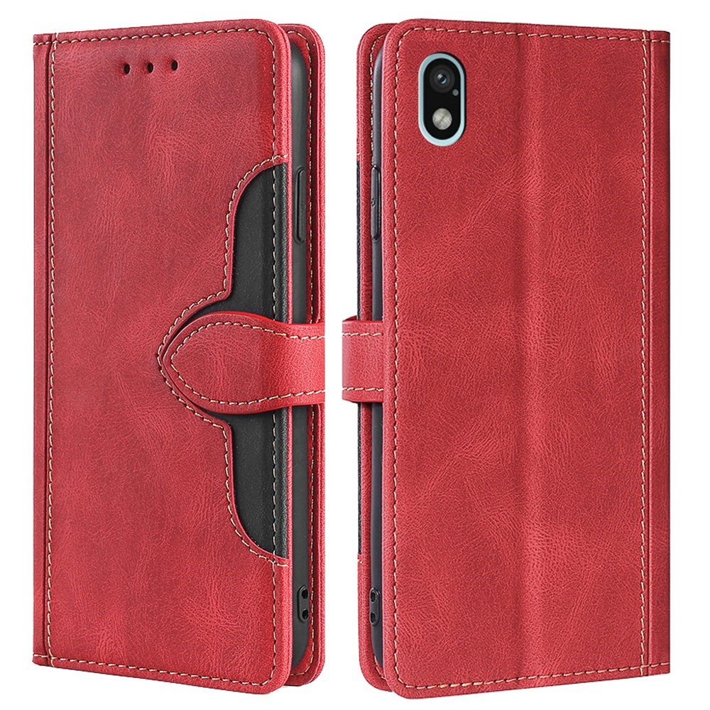 For Sony Xperia Ace III Straw Hat Pattern Flip Folio Case Skin-touch Feeling PU Leather Wallet Stand Full Protective Phone Cover - Red-1