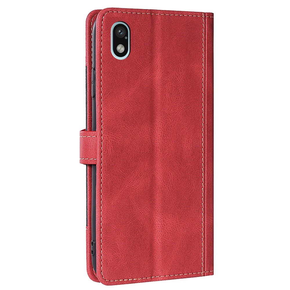 For Sony Xperia Ace III Straw Hat Pattern Flip Folio Case Skin-touch Feeling PU Leather Wallet Stand Full Protective Phone Cover - Red-7
