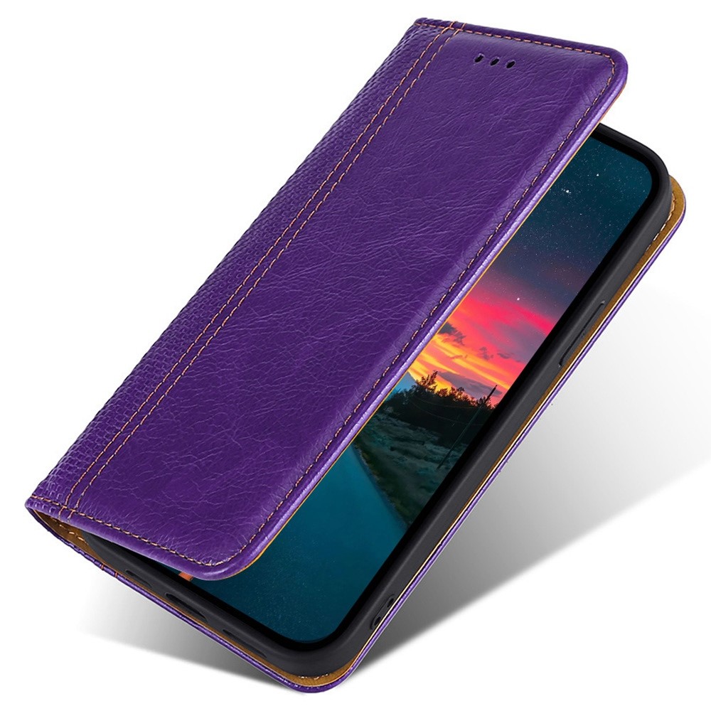 For Sony Xperia Ace III PU Leather Auto Magnetic Closed Flip Case Plaid Pattern Stand Card Holder Phone Cover Shell - Purple-4