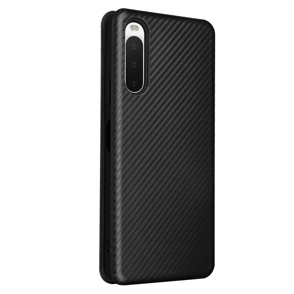 For Sony Xperia 10 IV Carbon Fiber Texture Design Magnetic Absorption Case PU Leather Flip Stand Card Holder Cell Phone Full Protection Cover - Black-10