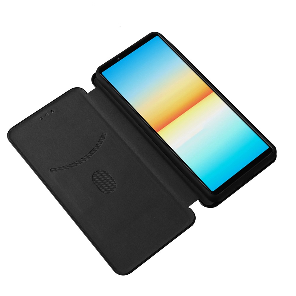 For Sony Xperia 10 IV Carbon Fiber Texture Design Magnetic Absorption Case PU Leather Flip Stand Card Holder Cell Phone Full Protection Cover - Black-7