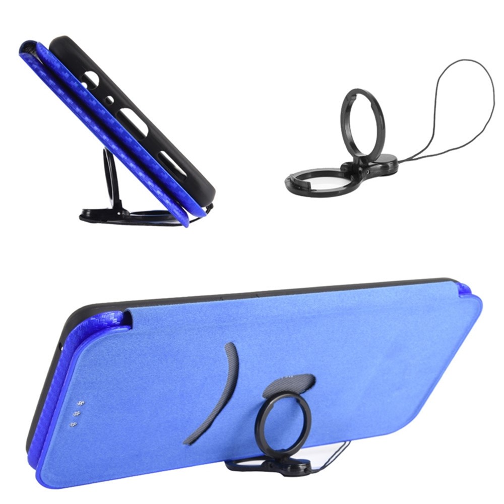 For Sony Xperia 1 IV Card Holder Design Carbon Fiber Texture Leather Case Magnetic Auto Closing Full Protection Shockproof Flip Stand Cover - Blue-6
