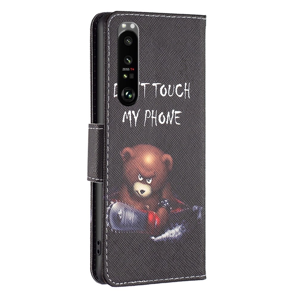 For Sony Xperia 1 III 5G BF Pattern Printing Leather Series-1 Inner and Outer Patterned Leather Case, Anti-Drop Folio Flip PU Leather Wallet Stand Phone Case Accessory - Bear-7