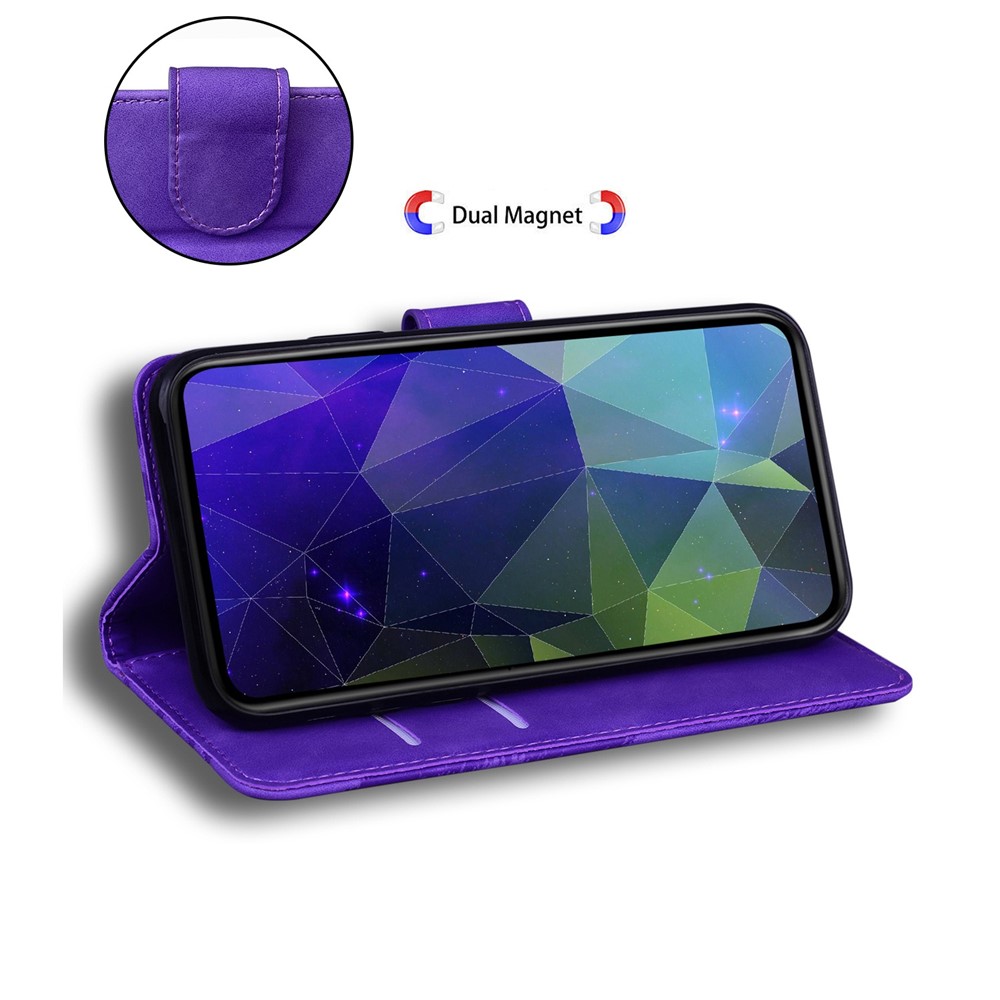 For Sony Xperia 1 IV Solid Color Foldable Stand PU Leather + TPU Shockproof Phone Case Wallet Cover - Purple-2
