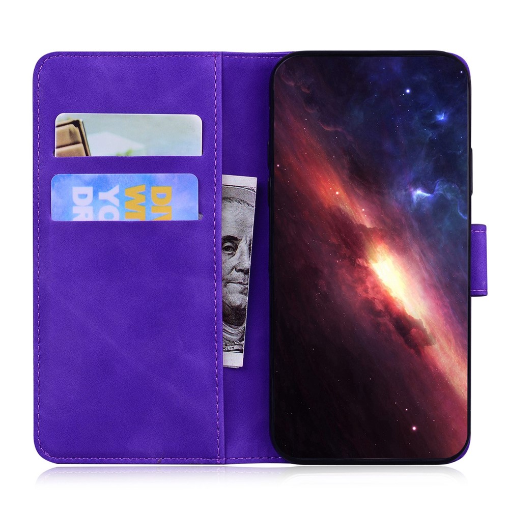 For Sony Xperia 1 IV Solid Color Foldable Stand PU Leather + TPU Shockproof Phone Case Wallet Cover - Purple-3