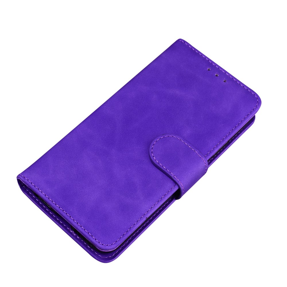For Sony Xperia 1 IV Solid Color Foldable Stand PU Leather + TPU Shockproof Phone Case Wallet Cover - Purple-4