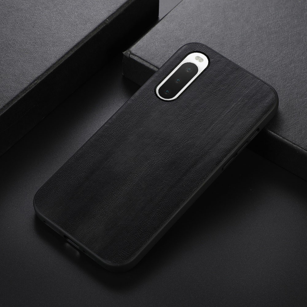 For Sony Xperia 10 IV PU Leather Coated Hybrid Case Anti-Drop Phone Cover Accessory - Black-2