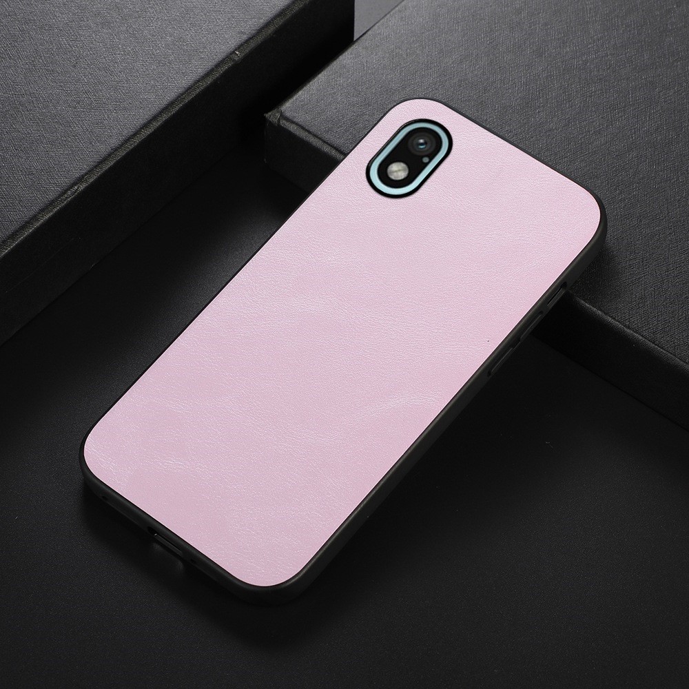 Textured PU Leather Coated Hybrid Case for Sony Xperia Ace III, Lightweight Black Edge Phone Back Cover Accessory - Pink-2