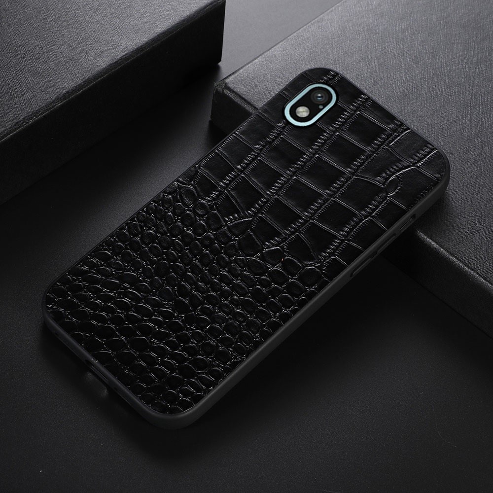 For Sony Xperia Ace III Phone Protective Case Crocodile Texture Genuine Cowhide Leather Coated PC + TPU Drop-proof Cover - Black-2